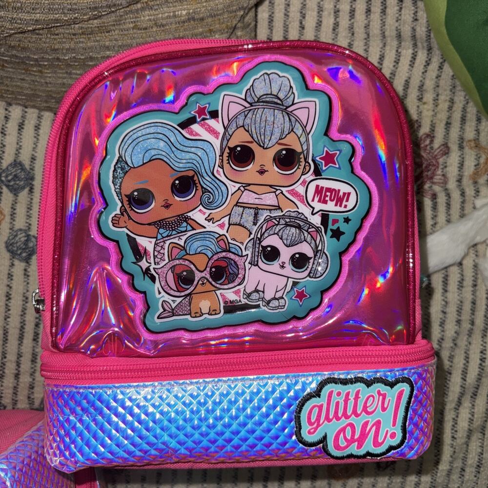 LOLSurprise Dual Lunch Box Tote L.O.L. Glitter On Insulated School LUNCHBOX 9x8